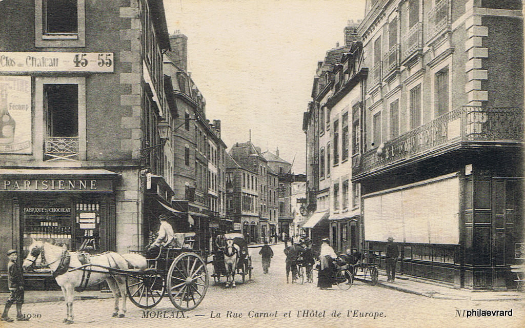 MORLAIXCENTRE rue carnot et hotel de l europe OBLIT 31 07 1918